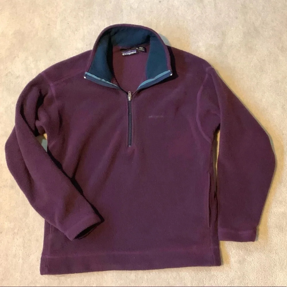 Patagonia Vintage 1/4 zip Fleece pullover jacket plum egg plant size Medium